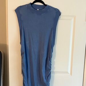 Sleeveless Blue Ruched Dress